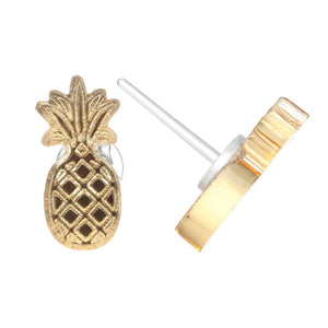 Mirrored Pineapple Studs Hypoallergenic Earrings for Sensitive Ears Made with Plastic Posts