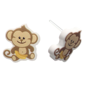 Monkey Studs Hypoallergenic Earrings for Sensitive Ears Made with Plastic Posts