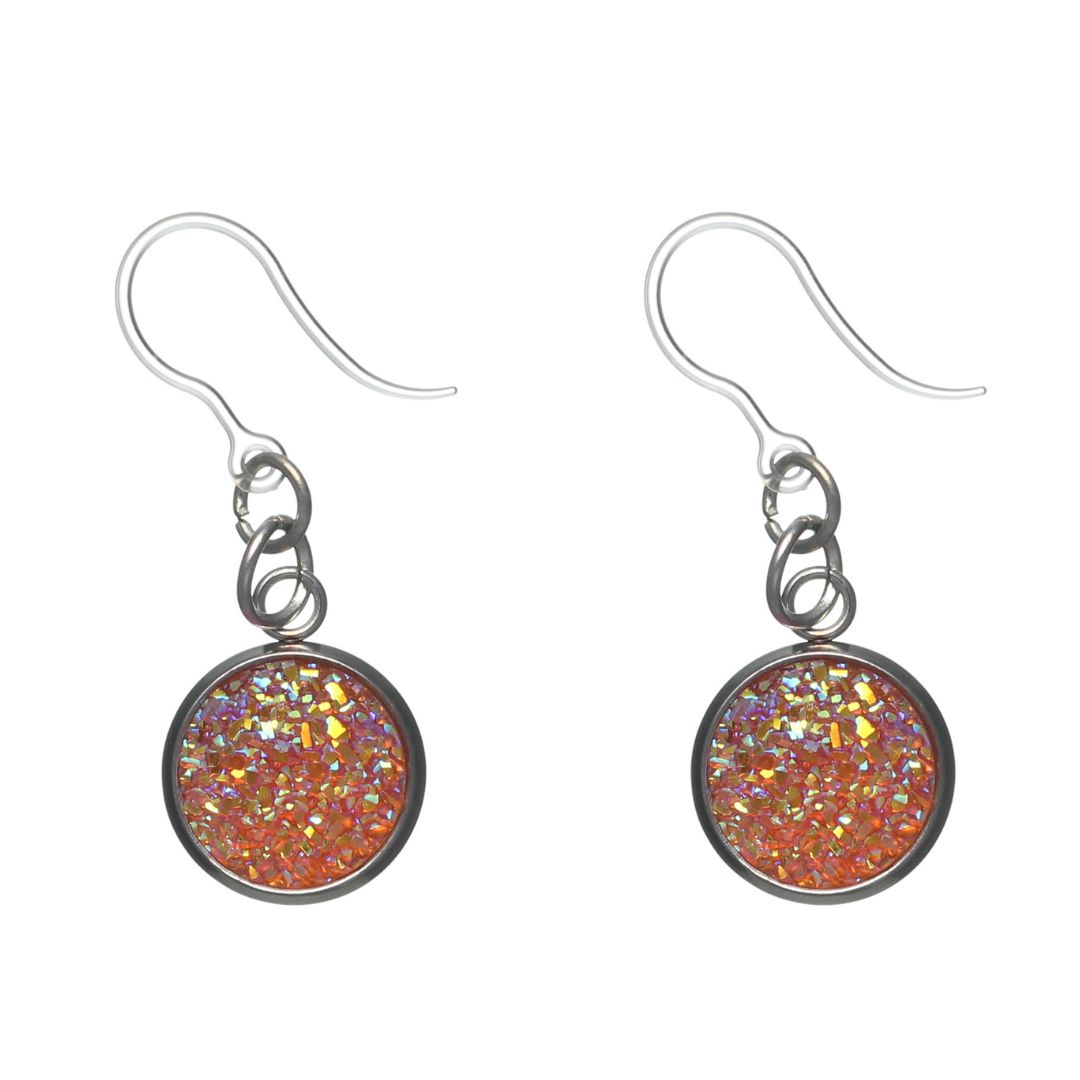 Silver Plated Faux Druzy Dangles Hypoallergenic Earrings for Sensitive Ears Made with Plastic Posts