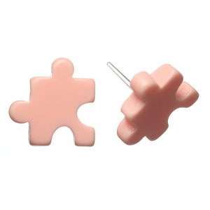 Pastel Puzzle Piece Studs Hypoallergenic Earrings for Sensitive Ears Made with Plastic Posts