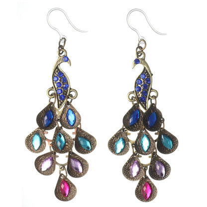 Jeweled Peacock Dangles