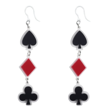 Exaggerated Playing Card Suit Dangles Hypoallergenic Earrings for Sensitive Ears Made with Plastic Posts