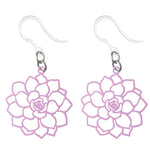 Filigree Rose Earrings (Dangles) - purple