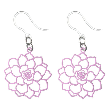 Filigree Rose Earrings (Dangles) - purple