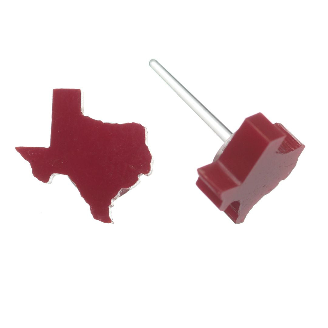Glossy Texas Studs Hypoallergenic Earrings for Sensitive Ears Made with Plastic Posts