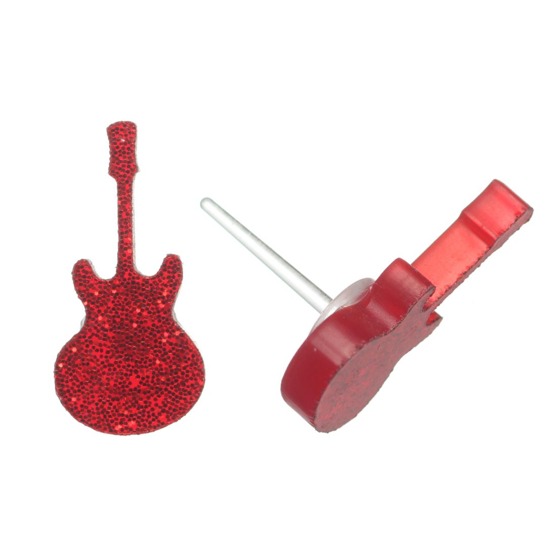 Acoustic Guitar Studs Hypoallergenic Earrings for Sensitive Ears Made with Plastic Posts