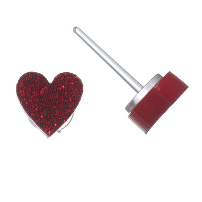 Petite Glitter Heart Studs