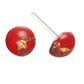 Gold Fleck Button Earrings (Studs) - red