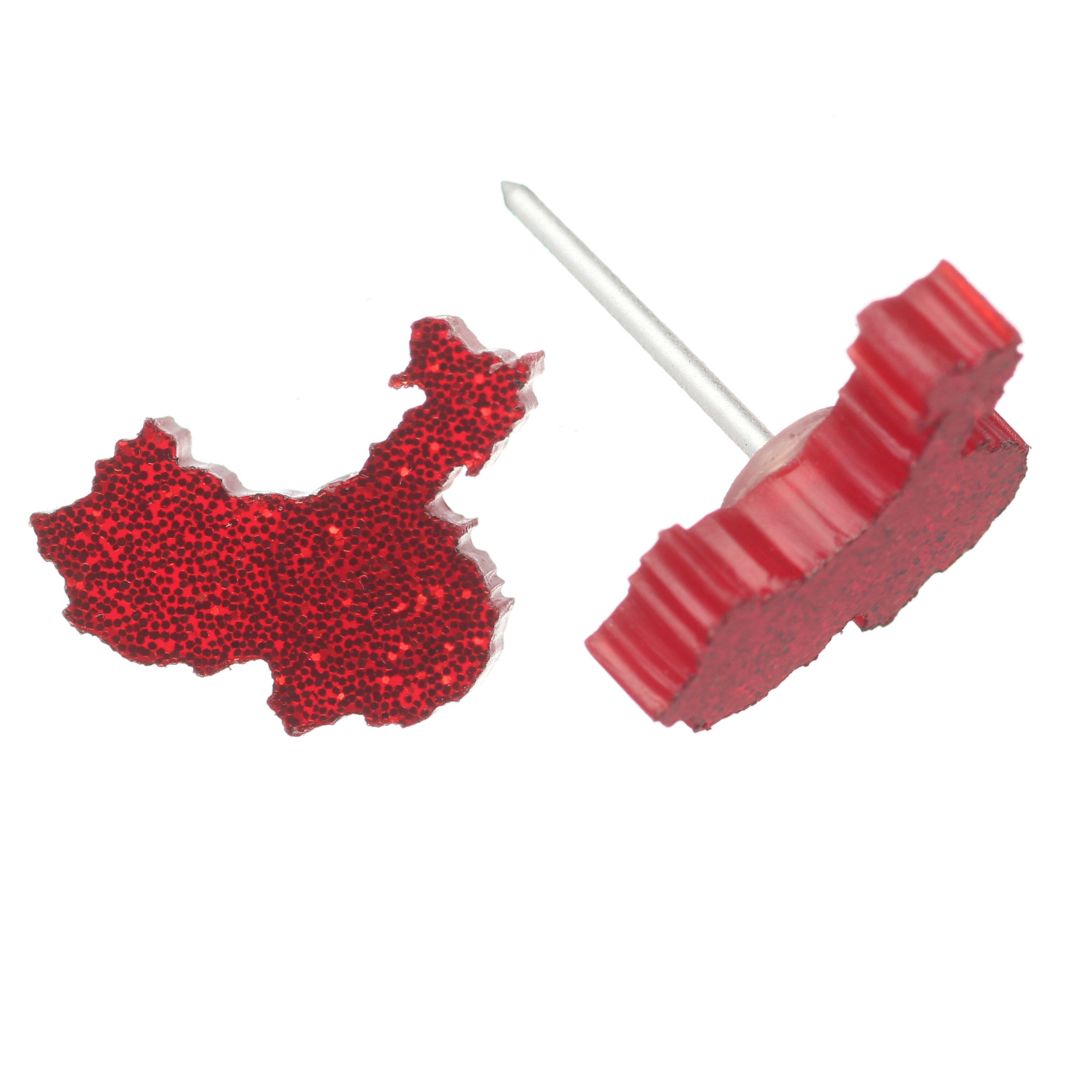 Glitter China Studs Hypoallergenic Earrings for Sensitive Ears Made with Plastic Posts