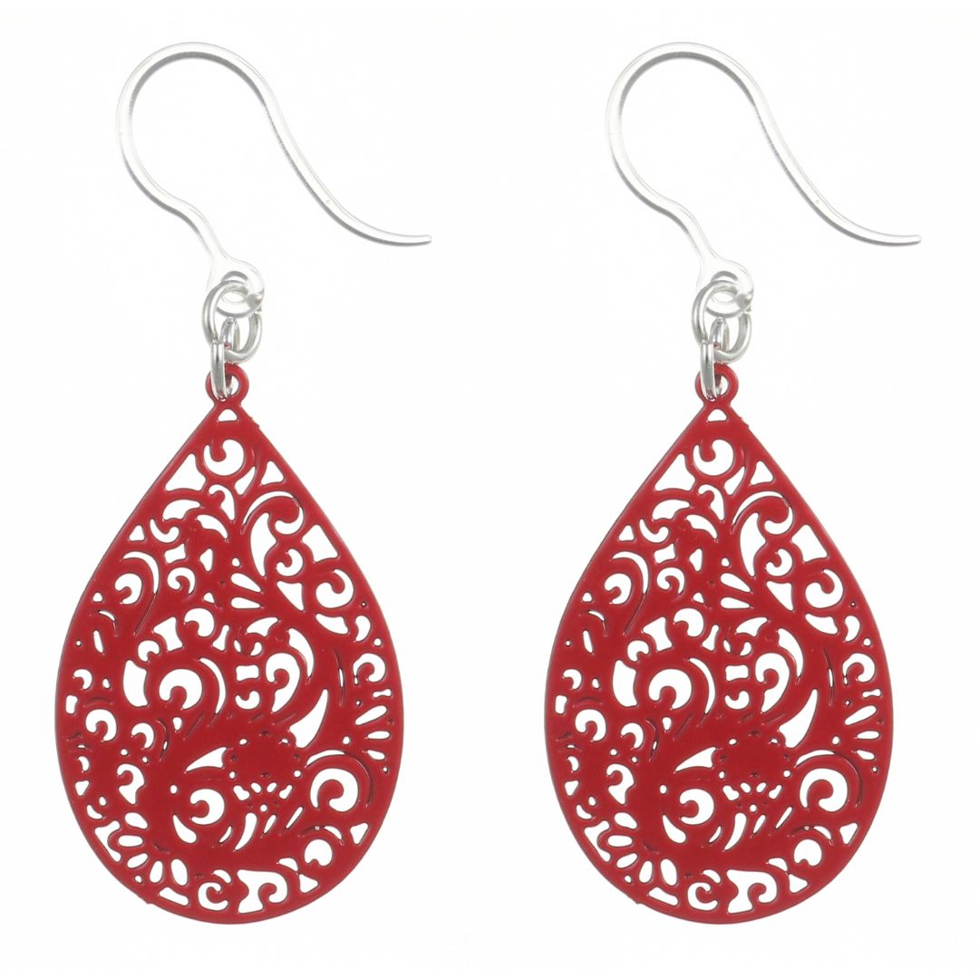 Paisley Teardrop Dangles Hypoallergenic Earrings for Sensitive Ears Made with Plastic Posts