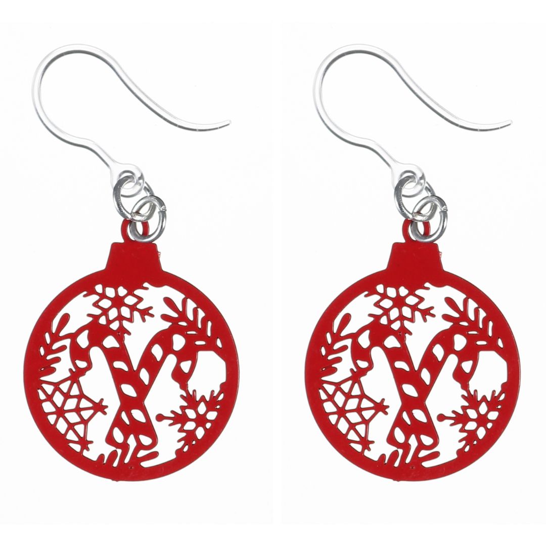 Candy Cane Ornament Dangles Hypoallergenic Earrings for Sensitive Ears Made with Plastic Posts