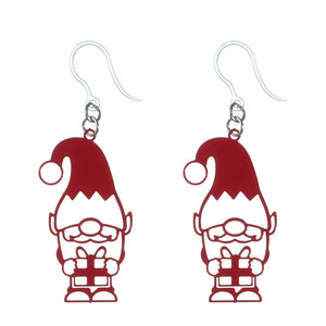 Christmas Gnome Dangles Hypoallergenic Earrings for Sensitive Ears Made with Plastic Posts