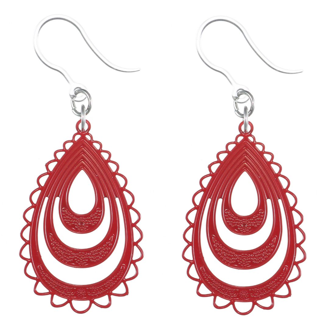 Triple Lace Teardrop Dangles Hypoallergenic Earrings for Sensitive Ears Made with Plastic Posts