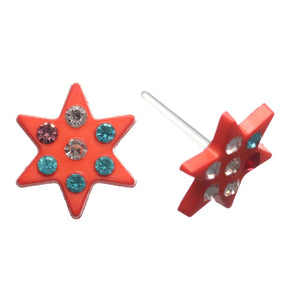 Jeweled Star Studs Hypoallergenic Earrings for Sensitive Ears Made with Plastic Posts
