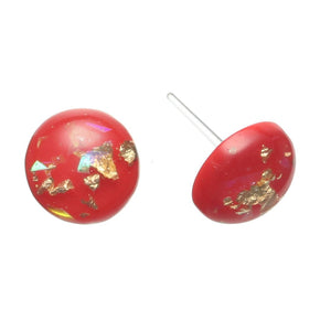Gold Fleck Button 12mm Studs Hypoallergenic Earrings for Sensitive Ears Made with Plastic Posts