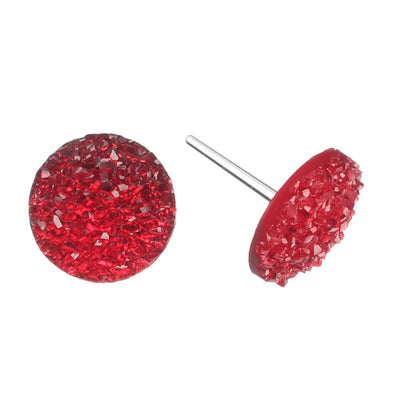 Silver Tone Metal Red And Blue Faux Jeweled Ball Drop Clip On