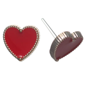 Gold Threaded Heart Studs Hypoallergenic Earrings for Sensitive Ears Made with Plastic Posts
