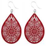 Stained Glass Teardrop Dangles Hypoallergenic Earrings for Sensitive Ears Made with Plastic Posts - red