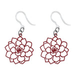 Filigree Rose Earrings (Dangles) - red