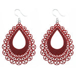 Large Lace Teardrop Earrings (Dangles) - red