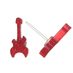 Electric Guitar Studs Hypoallergenic Earrings for Sensitive Ears Made with Plastic Posts