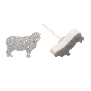 Sheep Glitter Studs Hypoallergenic Earrings for Sensitive Ears Made with Plastic Posts