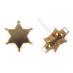 Sheriff Badge Studs Hypoallergenic Earrings for Sensitive Ears Made with Plastic Posts