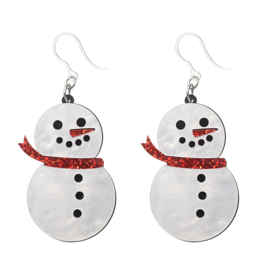 Exaggerated Snowman Dangles Hypoallergenic Earrings for Sensitive Ears Made with Plastic Posts