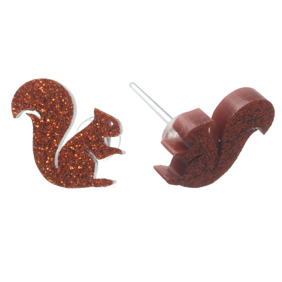 Squirrel Studs Hypoallergenic Earrings for Sensitive Ears Made with Plastic Posts