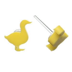 Standing Duck Studs Hypoallergenic Earrings for Sensitive Ears Made with Plastic Posts