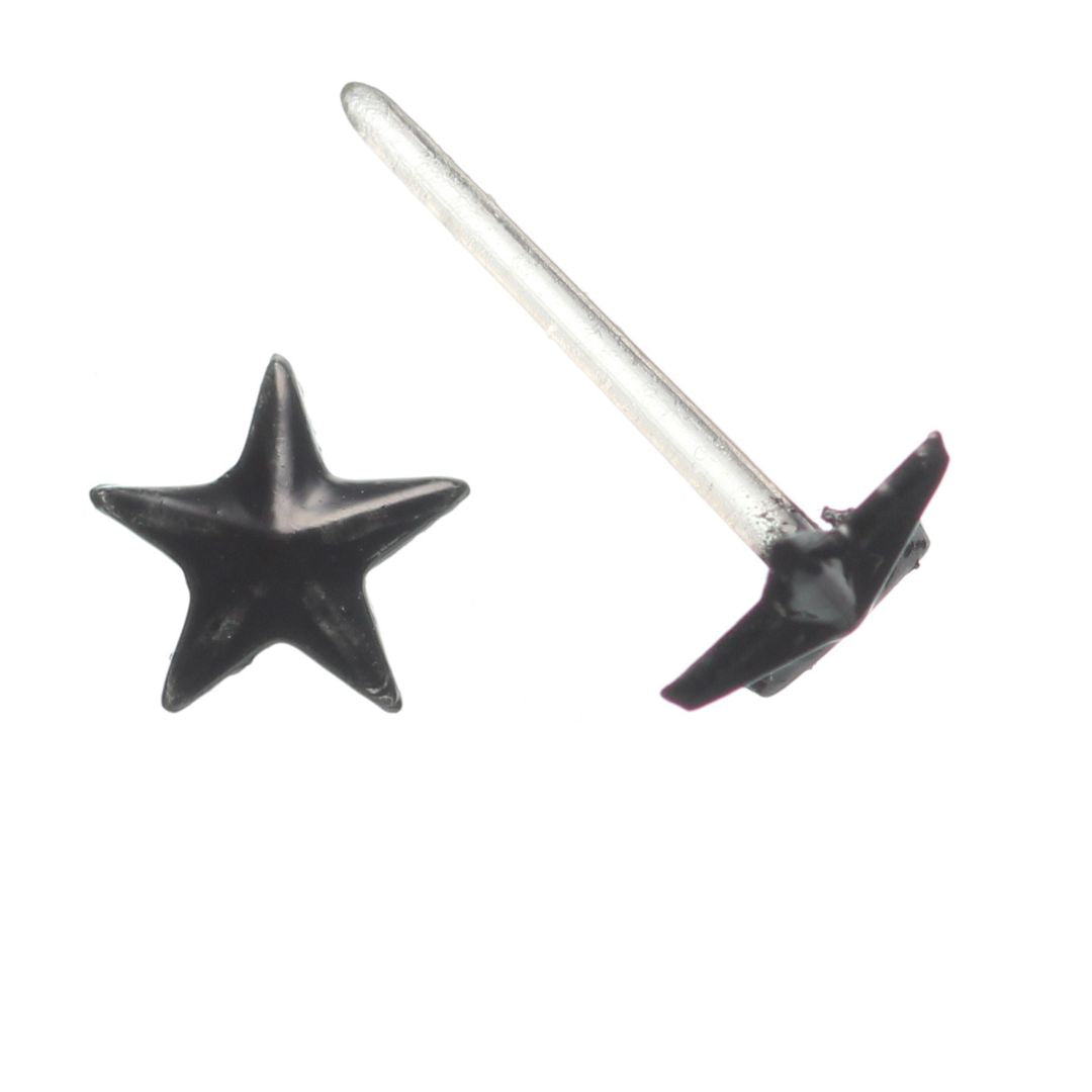 Black Star Studs Hypoallergenic Earrings for Sensitive Ears Made with Plastic Posts