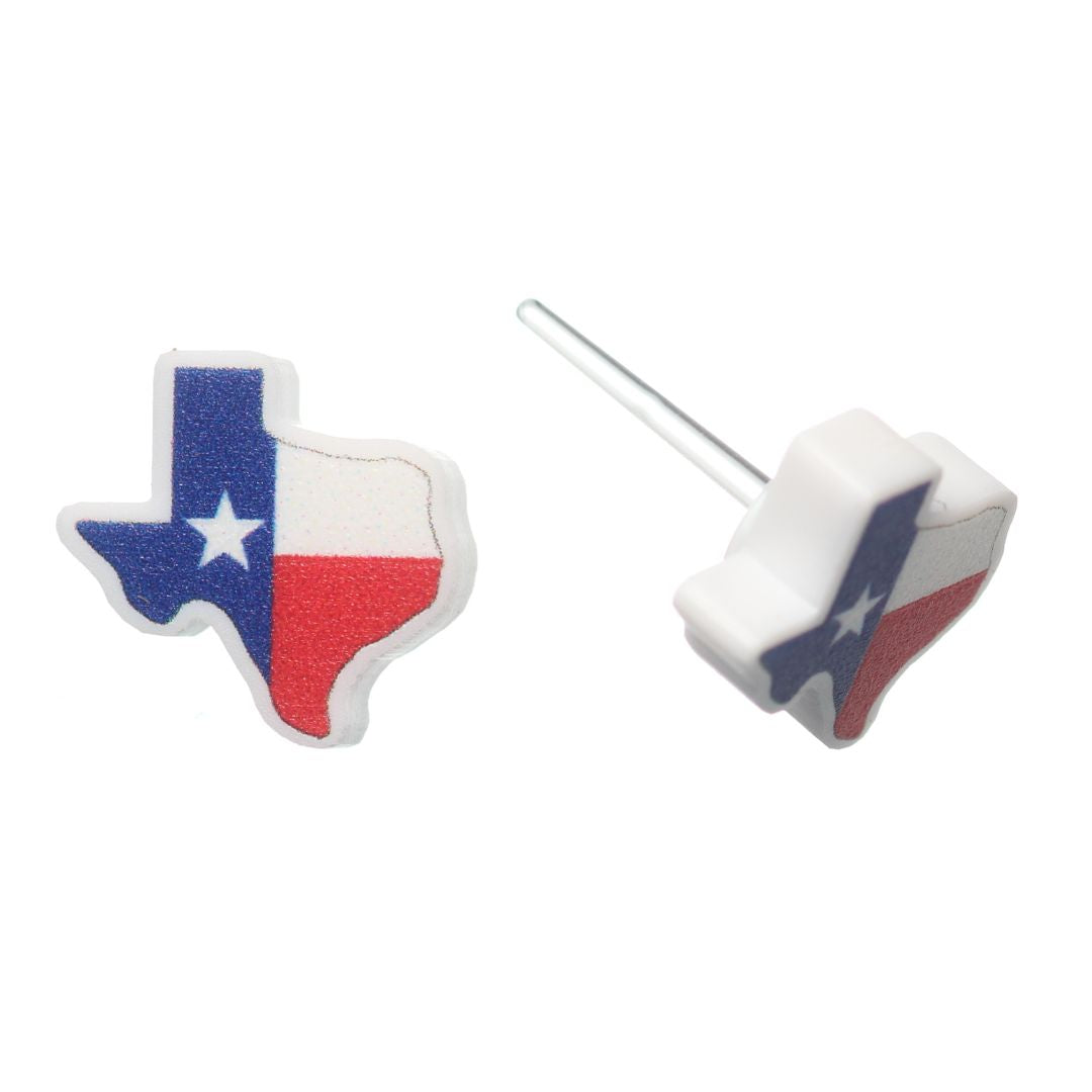 Texas Flag Studs Hypoallergenic Earrings for Sensitive Ears Made with Plastic Posts