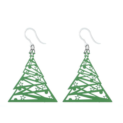 Artsy Christmas Tree Dangles Hypoallergenic Earrings for Sensitive Ears Made with Plastic Posts