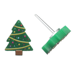 Embellished Christmas Tree Studs Hypoallergenic Earrings for Sensitive Ears Made with Plastic Posts