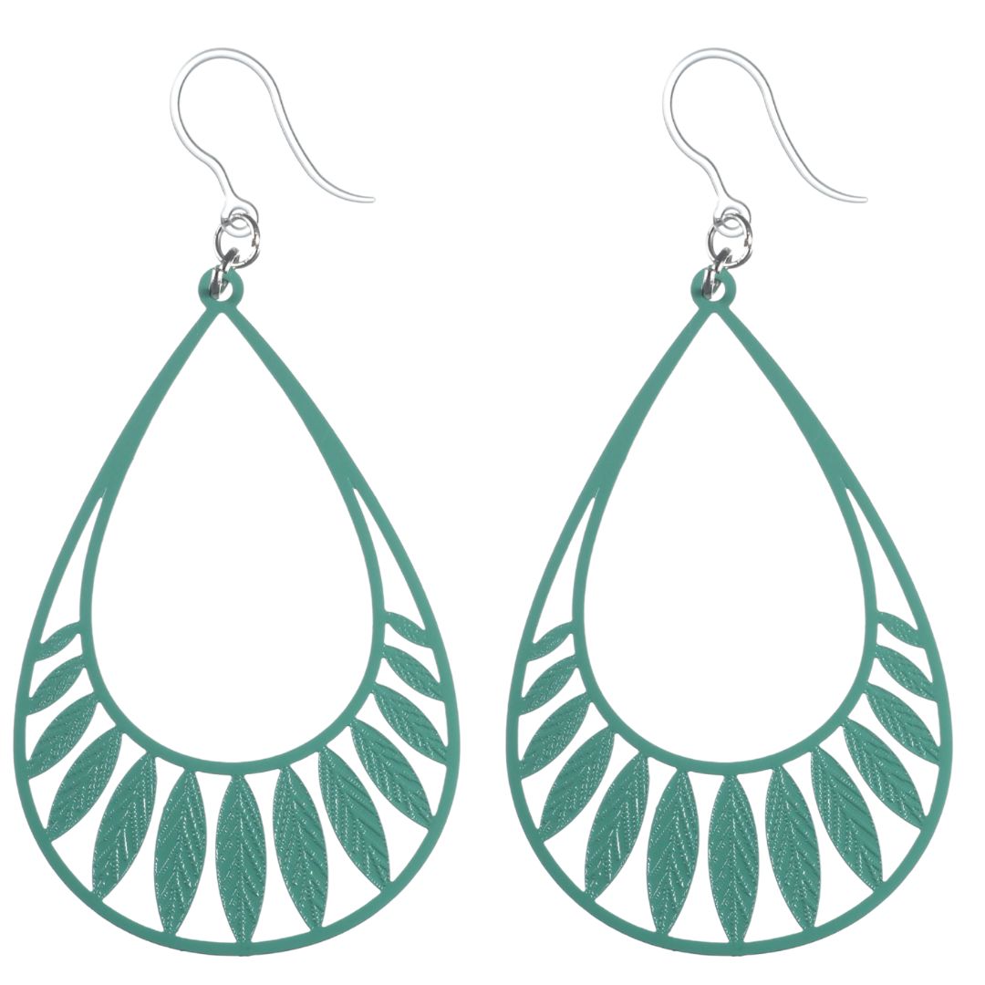 Feathered Water Drop Dangles Hypoallergenic Earrings for Sensitive Ears Made with Plastic Posts