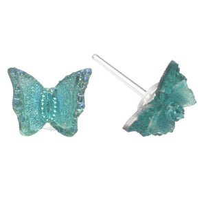Shimmery Butterfly Studs Hypoallergenic Earrings for Sensitive Ears Made with Plastic Posts