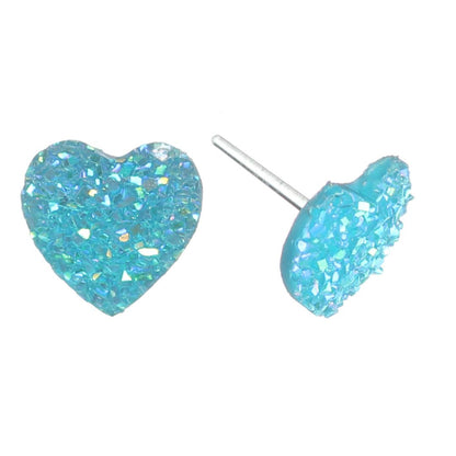Faux Druzy Heart Studs