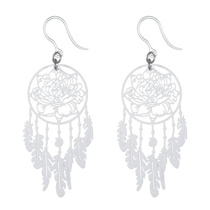 Peony Dream Catcher Dangles Hypoallergenic Earrings for Sensitive Ears Made with Plastic Posts