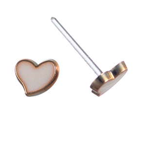 Tiny Gold Rimmed Heart Studs Hypoallergenic Earrings for Sensitive Ears Made with Plastic Posts