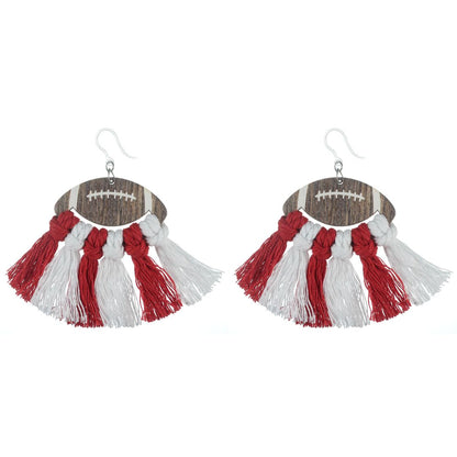 Football Fringe Dangles Hypoallergenic Earrings for Sensitive Ears Made with Plastic Posts