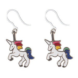Rainbow Unicorn Dangles Hypoallergenic Earrings for Sensitive Ears Made with Plastic Posts