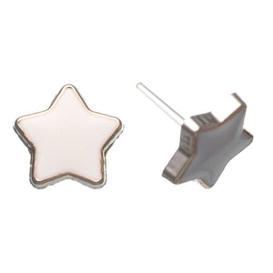 Gold Rimmed Star Studs Hypoallergenic Earrings for Sensitive Ears Made with Plastic Posts