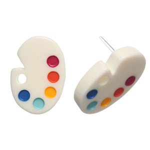 Exaggerated Paint Palette Studs Hypoallergenic Earrings for Sensitive Ears Made with Plastic Posts