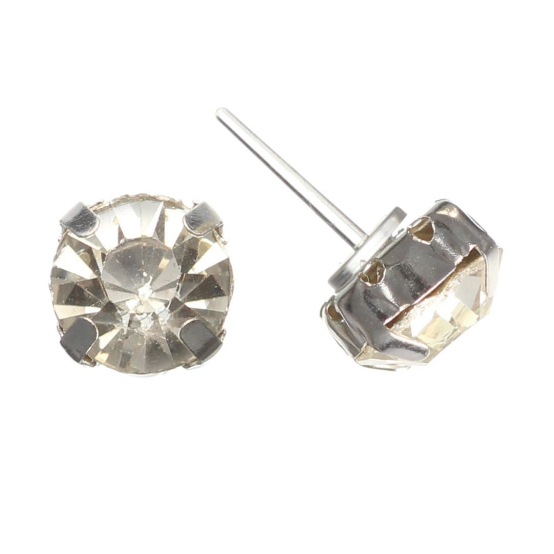 Faux Diamond Studs Hypoallergenic Earrings for Sensitive Ears Made with Plastic Posts