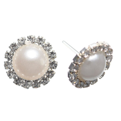 Rhinestone Wrapped Pearl Studs