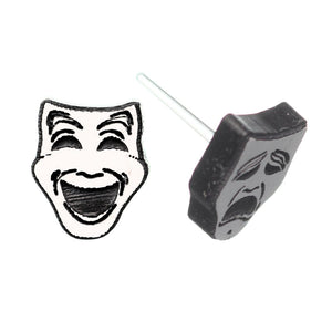 Comedy and Tragedy Studs Hypoallergenic Earrings for Sensitive Ears Made with Plastic Posts