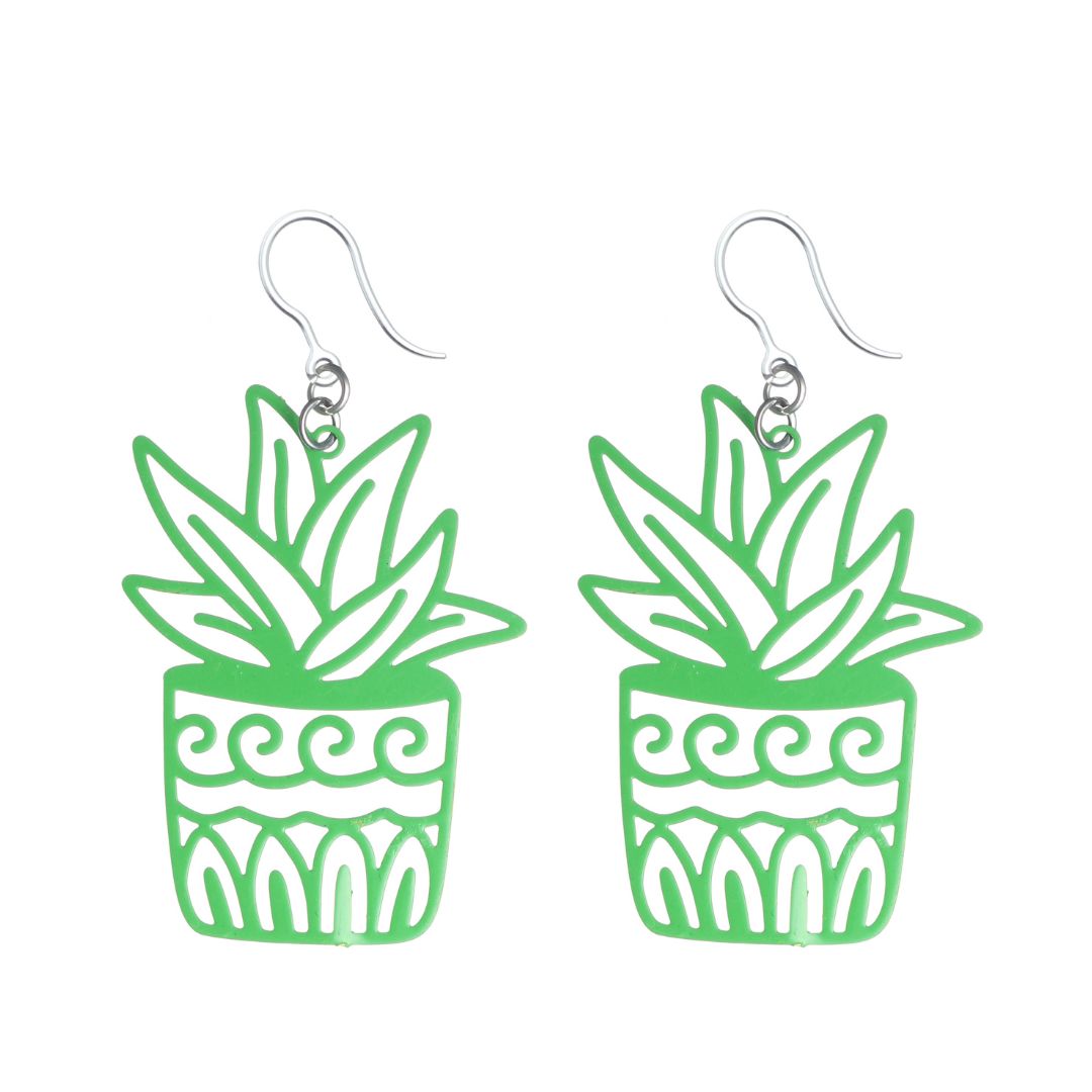 Potted Aloe Dangles Hypoallergenic Earrings for Sensitive Ears Made with Plastic Posts