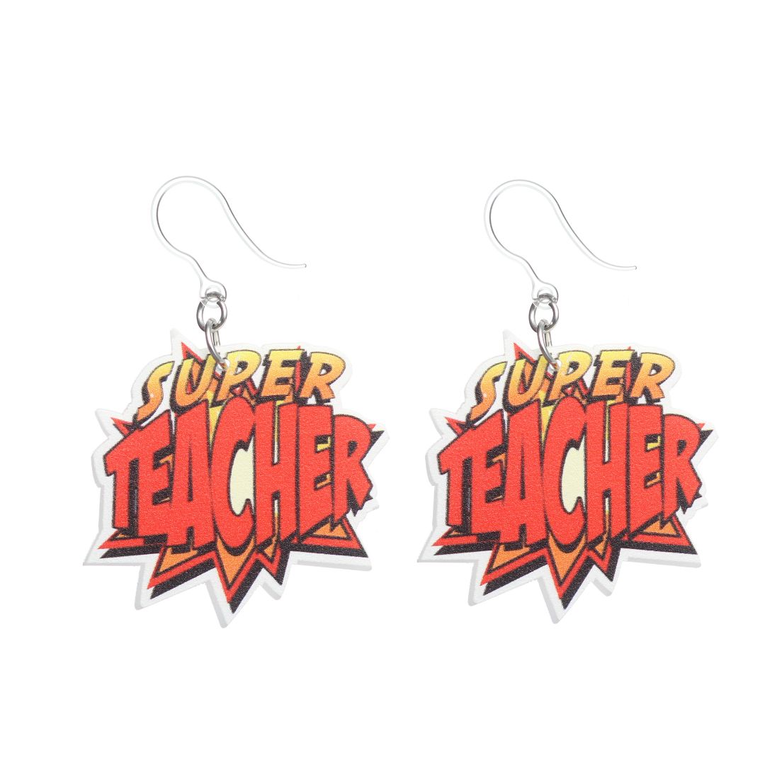 Super Teacher Dangles Hypoallergenic Earrings for Sensitive Ears Made with Plastic Posts