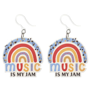 Music is My Jam Dangles Hypoallergenic Earrings for Sensitive Ears Made with Plastic Posts