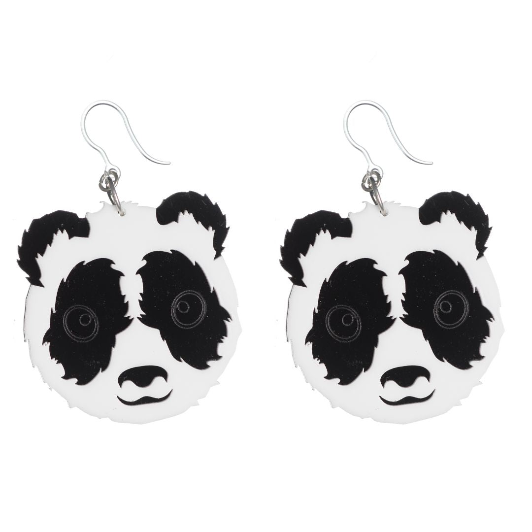 Exaggerated Panda Dangles Hypoallergenic Earrings for Sensitive Ears Made with Plastic Posts